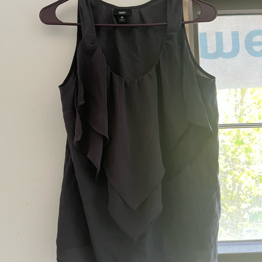Gray Sleeveless Ruffle Top